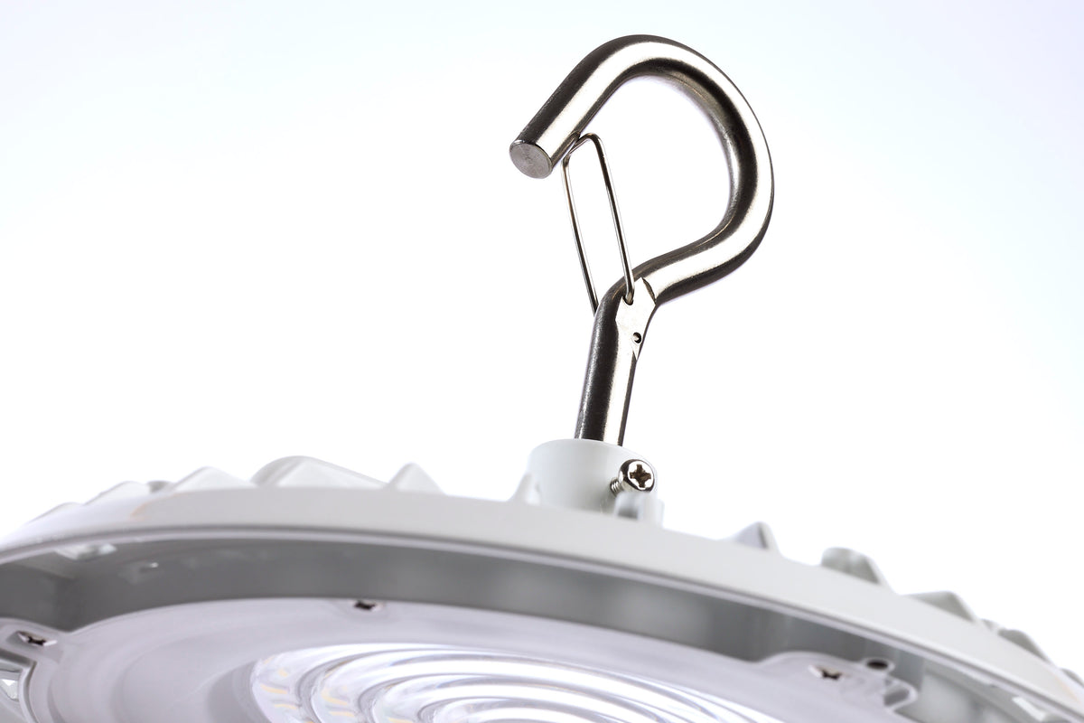 80 Watt - Hi-Pro Shop Light with Plug - 8" Dia. - 3000K - White Finish - 120 Volt