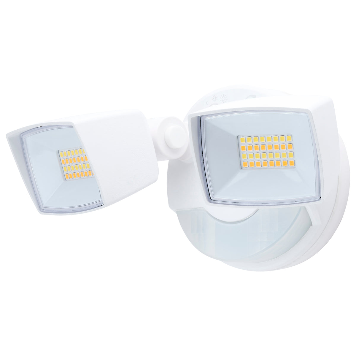 LED Security Light with Nightlight - PIR Sensor - Dual Head - Field Selectable - White Finish