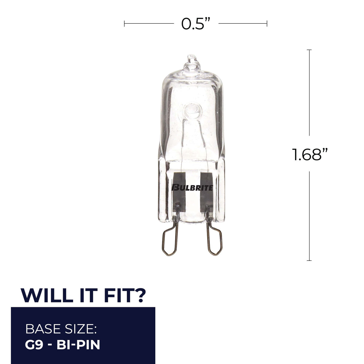 Bulbrite 75W Dimmable Clear T4 Bi – Pin (G9) Mini Halogen Light Bulbs, 5-Pack