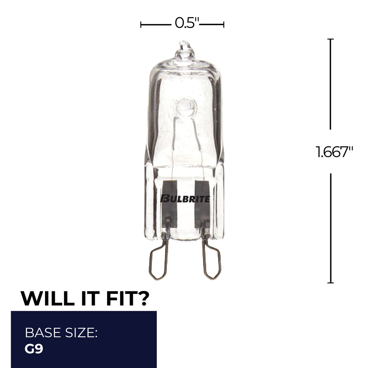 Bulbrite 100W Dimmable Clear T4 Bi – Pin (G9) Mini Halogen Light Bulbs, 5-Pack