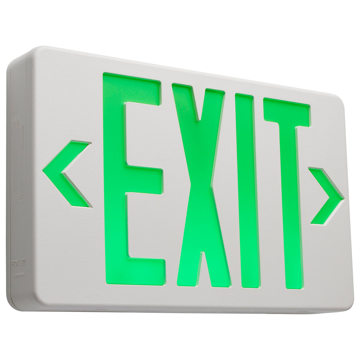 Green LED Exit Sign, 90min Ni-Cad backup, 120/277V, Single/Dual Face, Universal Mounting - White Finish