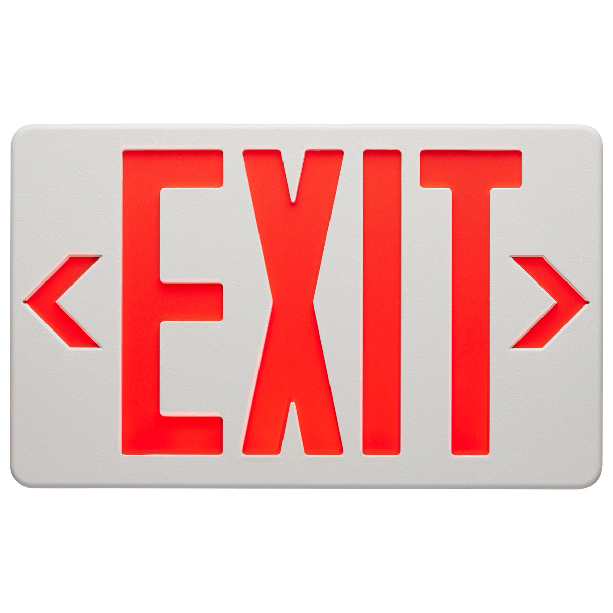 Red LED Exit Sign, 90min Ni-Cad backup, 120/277V, Single/Dual Face, Universal Mounting - White Finish