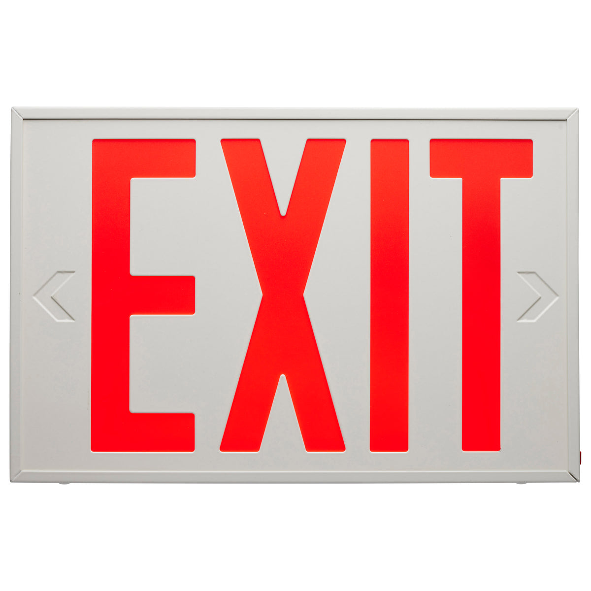 Red LED Exit Sign, 90min Ni-Cad backup, 120V/277V, Single/Dual Face, Universal Mounting, Steel/NYC - White Finish