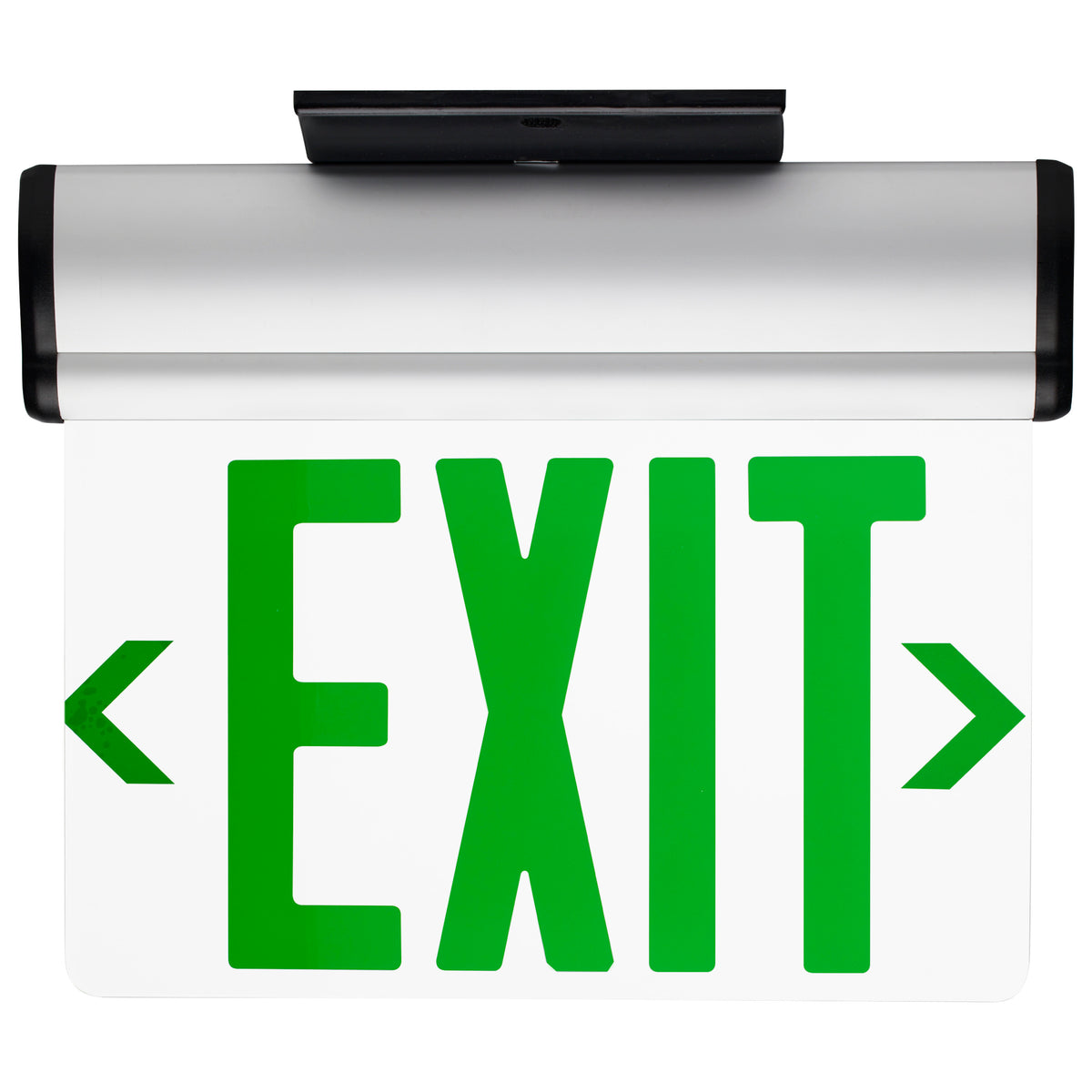 Green (Clear) Edge Lit LED Exit Sign, 90min Ni-Cad backup, 120/277V, Single Face, Top/Back/End Mount - Clear Finish
