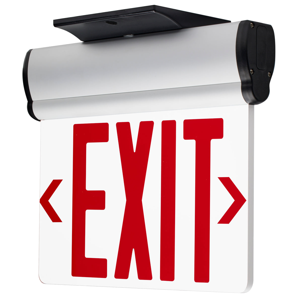 Red (Clear) Edge Lit LED Exit Sign, 90min Ni-Cad backup, 120/277V, Single Face, Top/Back/End Mount - Clear Finish