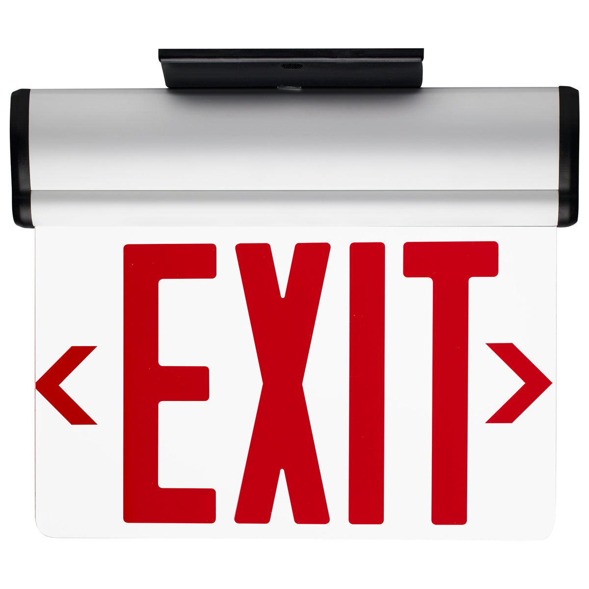 Red (Clear) Edge Lit LED Exit Sign, 90min Ni-Cad backup, 120/277V, Single Face, Top/Back/End Mount - Clear Finish