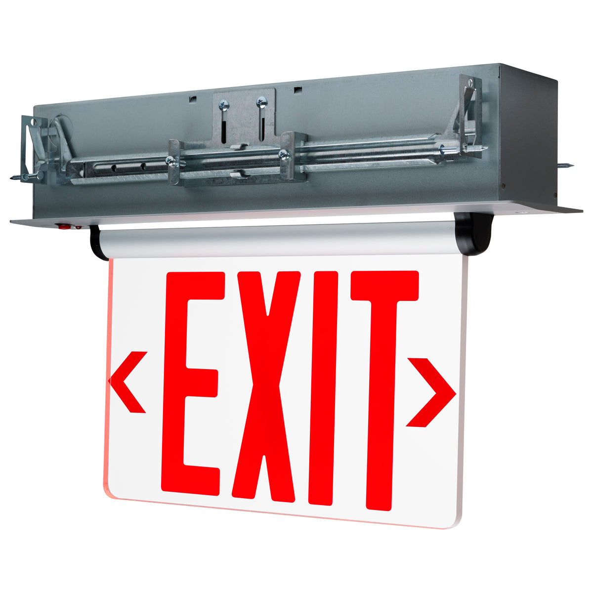 Red (Clear) Edge Lit LED Exit Sign - 3.14 Watts - Single Face - 120V/277 Volts - Clear Finish product image