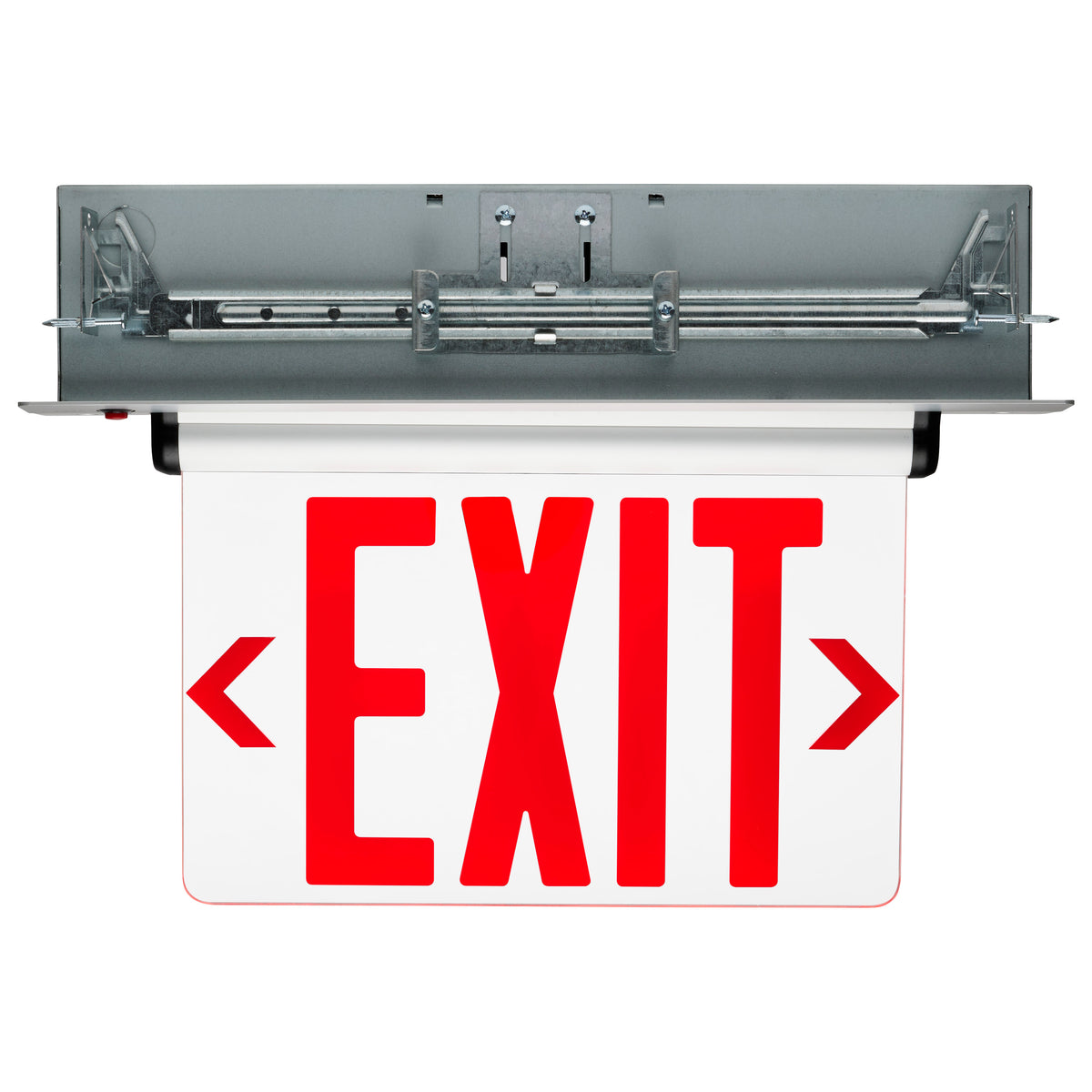 Red (Clear) Edge Lit LED Exit Sign - 3.14 Watts - Single Face - 120V/277 Volts - Clear Finish