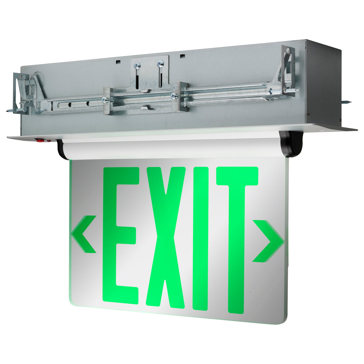 Green (Mirror) Edge Lit LED Exit Sign - 2.94 Watts - Dual Face - 120V/277 Volt - Silver Finish bulb or fixture view