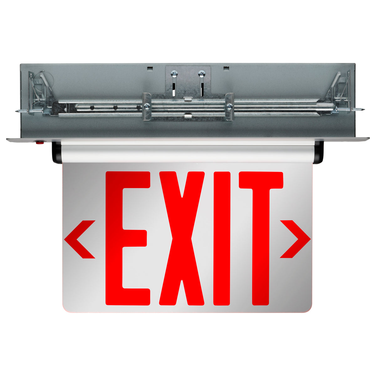 Red (Mirror) Edge Lit LED Exit Sign - 3.14 Watt - Dual Face - 120/277 Volts - Silver Finish