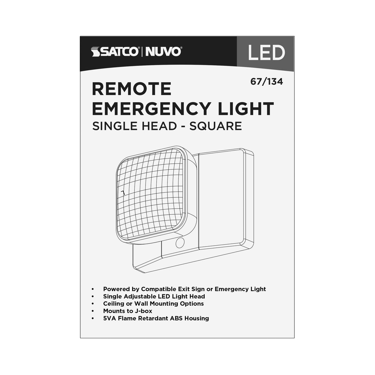 Remote Emergency Light, Low-Voltage Backup, Single Head - White Finish