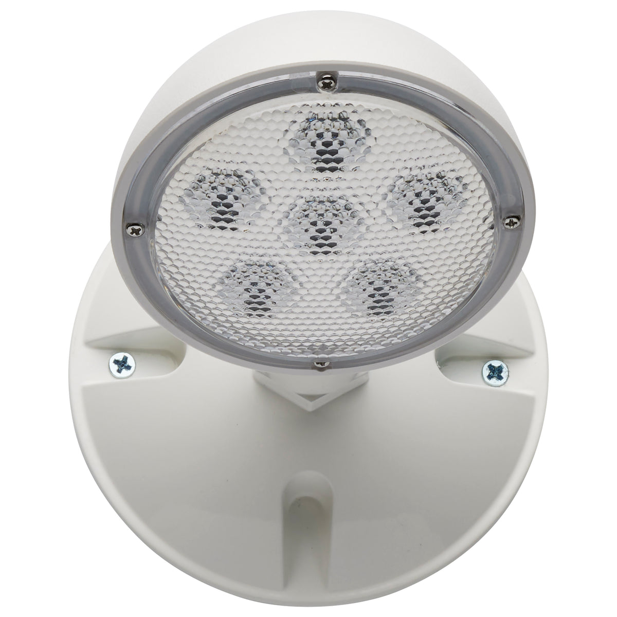 Remote Emergency Light, Low-Voltage Backup, Single Head, White Finish, Wet Location Rated