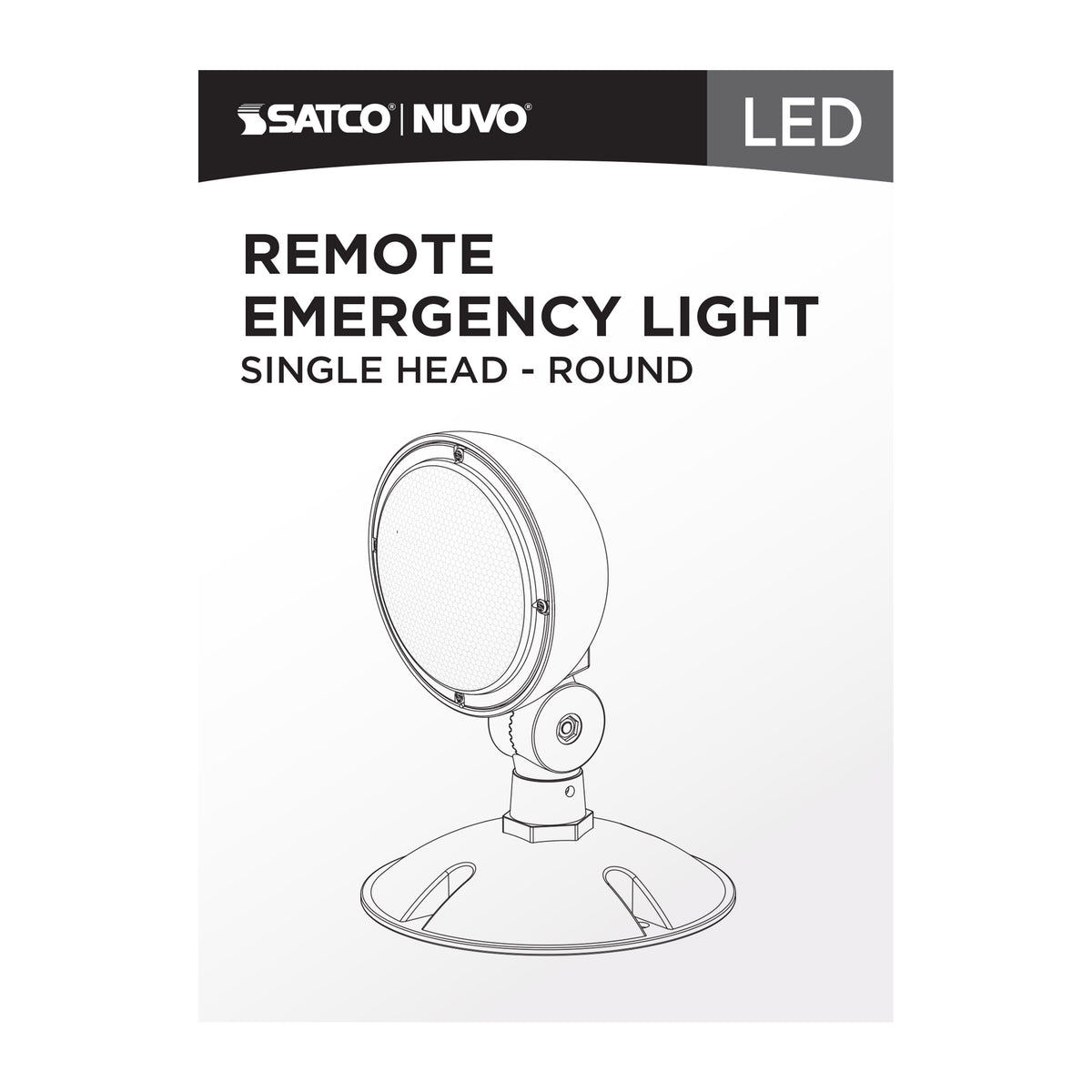 Remote Emergency Light, Low-Voltage Backup, Single Head, White Finish, Wet Location Rated