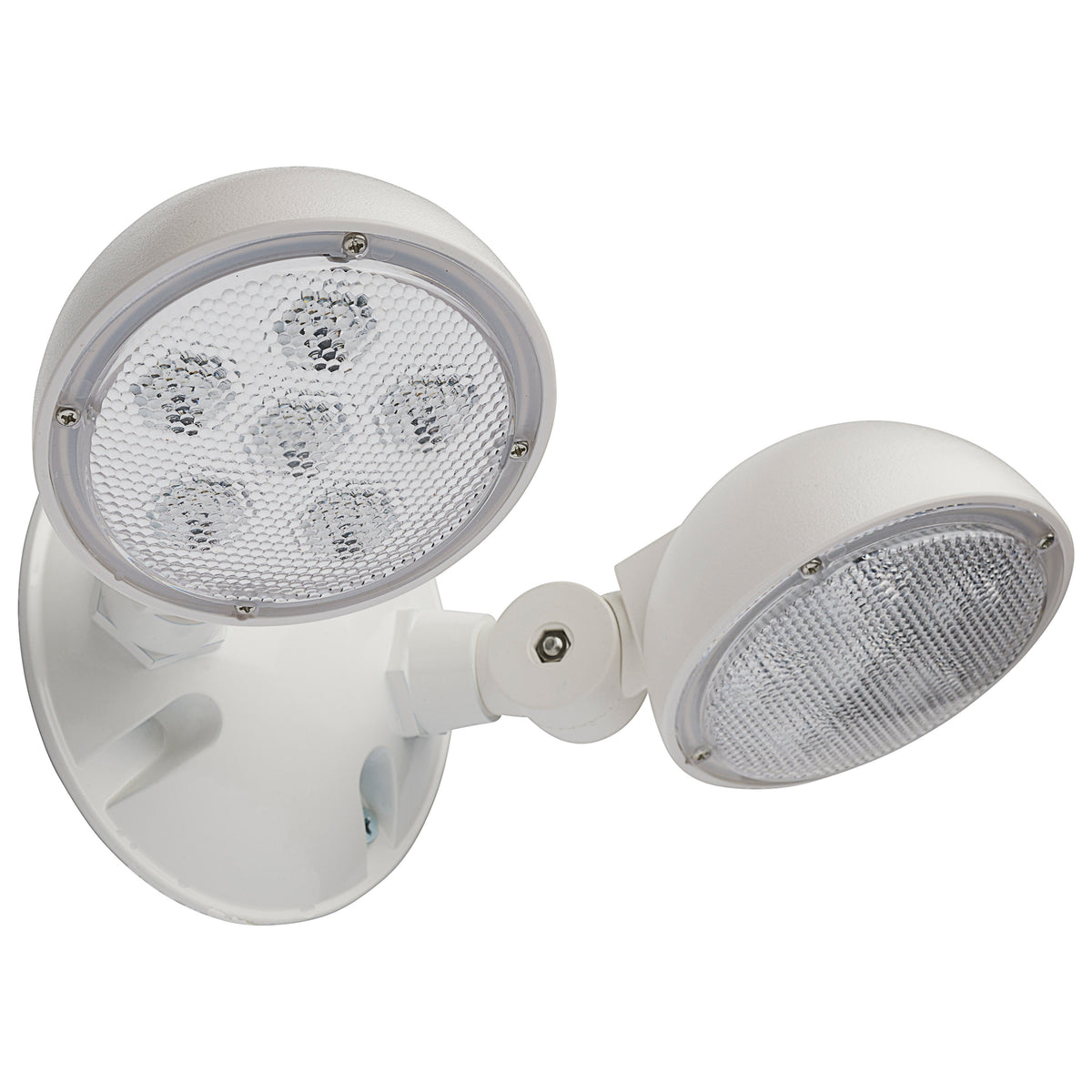 Remote Emergency Light - Low-Voltage Backup - Double Head, White Finish, Wet Location Rated lighting product