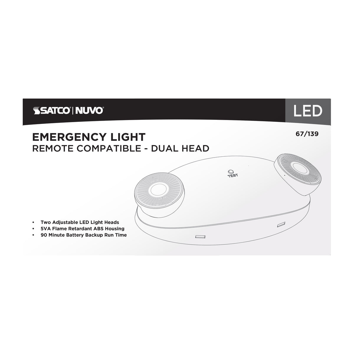 Emergency Light - Dual Head - 120/277 Volts - White Finish - Remote Compatible