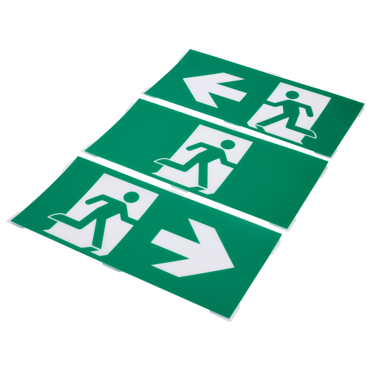 Running Man Green Exit Sign - 120-347V - 2HR backup - Single/Dual Face - Universal Mounting - Thermoplastic - White Finish