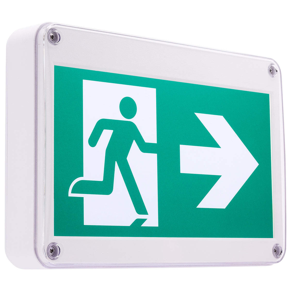 Running Man Green Exit Sign - 120/347V - 2HR backup - Single/Dual Face - Universal Mounting - Wet Location - Low Temperature