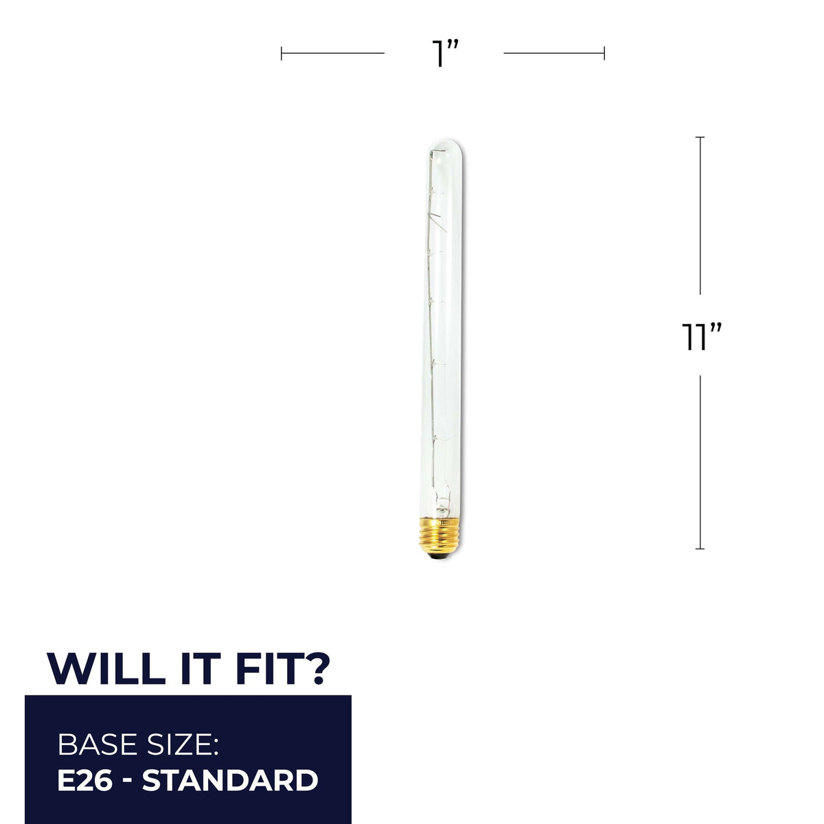 Bulbrite Incandescent Dimmable 40W T8 Light Bulbs with Clear Glass Finish and E26 Medium BaseScrew Base (E26), 2700K Warm White Light, 5-Pack