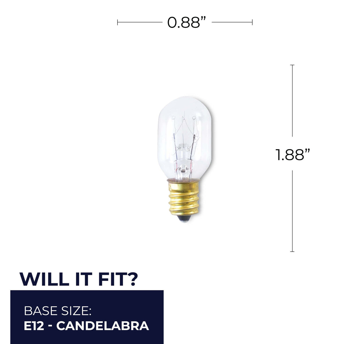 Bulbrite Incandescent T7 Candelabra Screw Base (E12) Light Bulb, 15W, Clear, 25-Pack