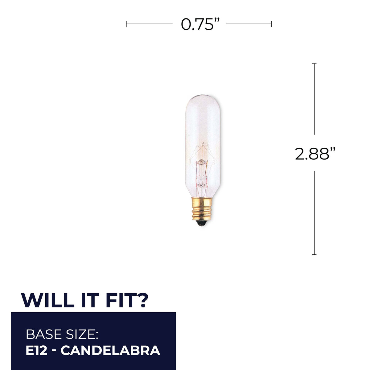 Bulbrite Incandescent T6 Candelabra Screw Base (E12) Light Bulb, 25W, Clear, 25-Pack