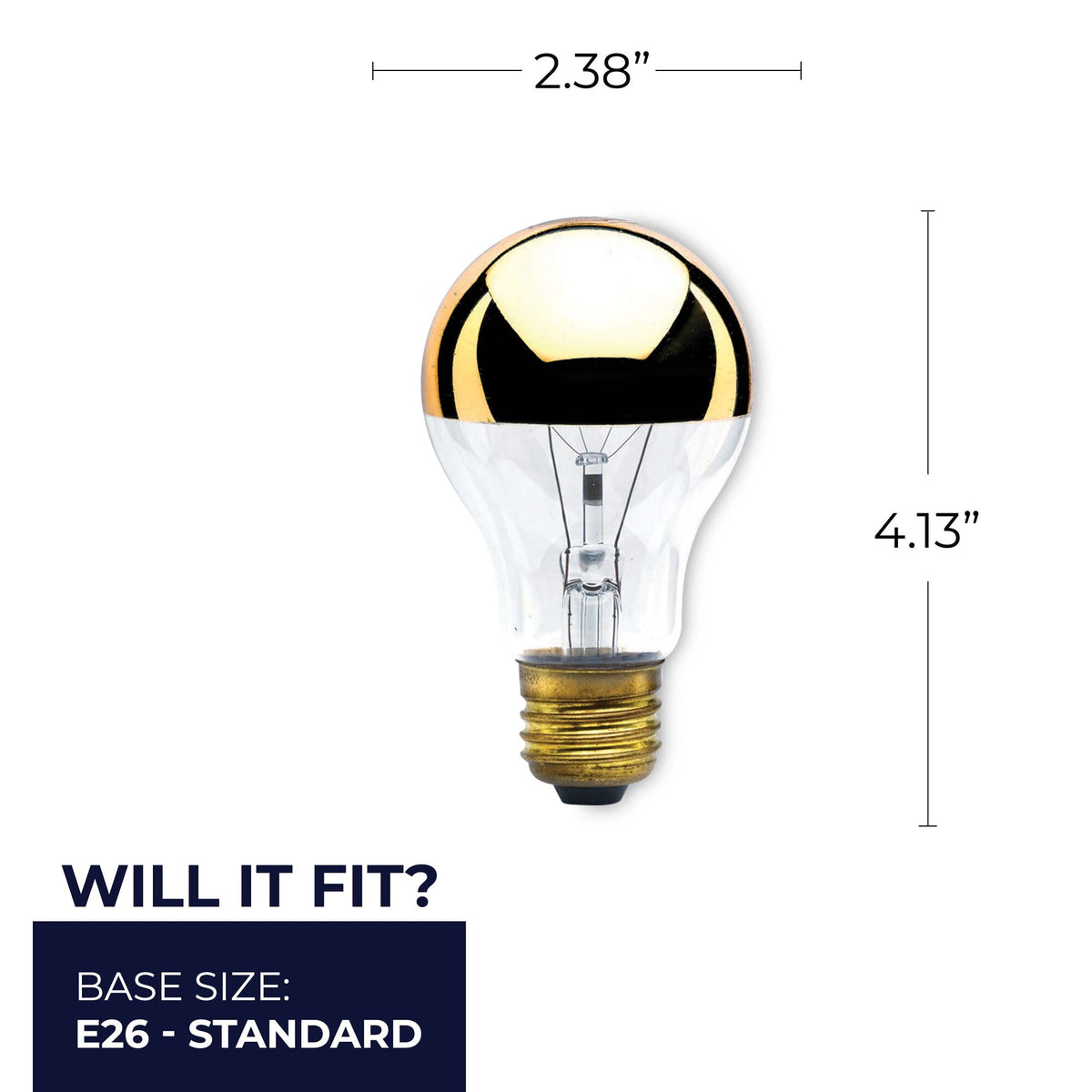 Bulbrite 60W Dimmable Half Chrome G25 Incandescent Light Bulbs with E26 Medium Base, 2700K Warm White Light, 6-Pack