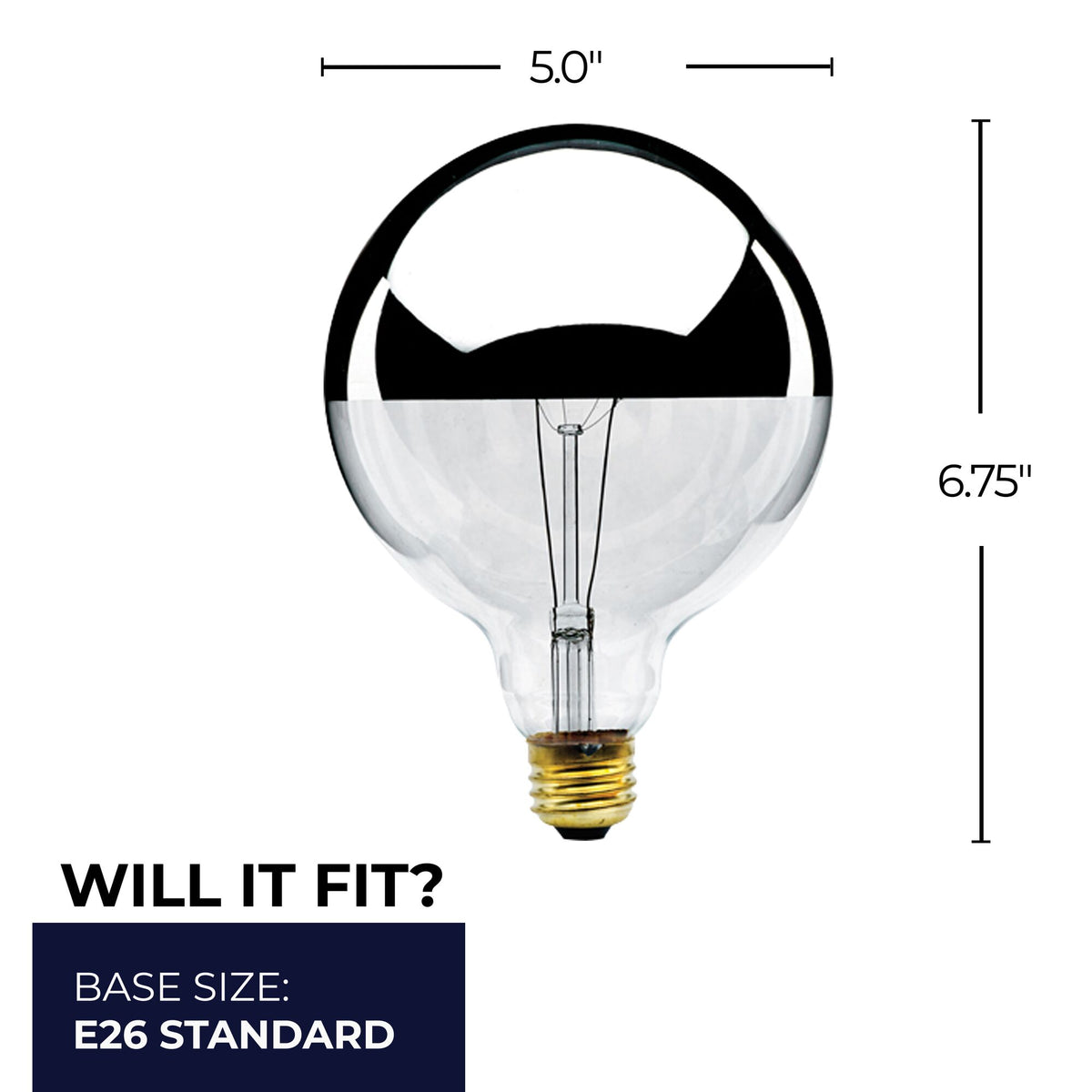 Bulbrite Incandescent G40 Medium Screw Base (E26) Light Bulb, 100W, Half Chrome, 4-Pack