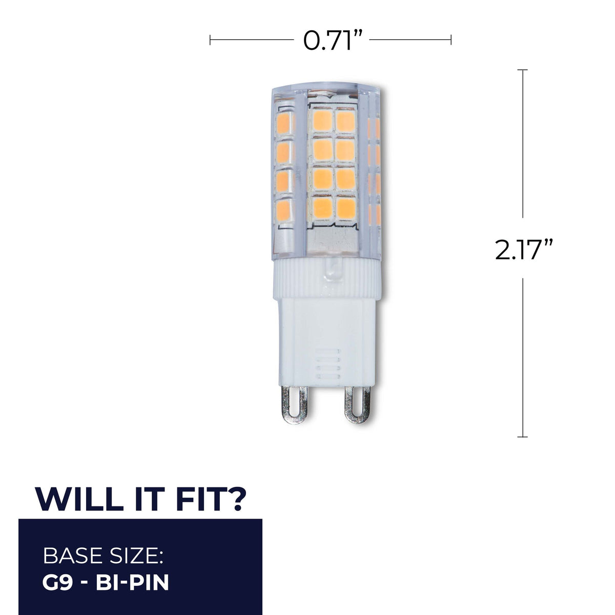 Bulbrite LED Mini T6 Dimmable Bi – Pin Base (G9) Light Bulb 35W Equivalent 3000K, Clear 2-Pack