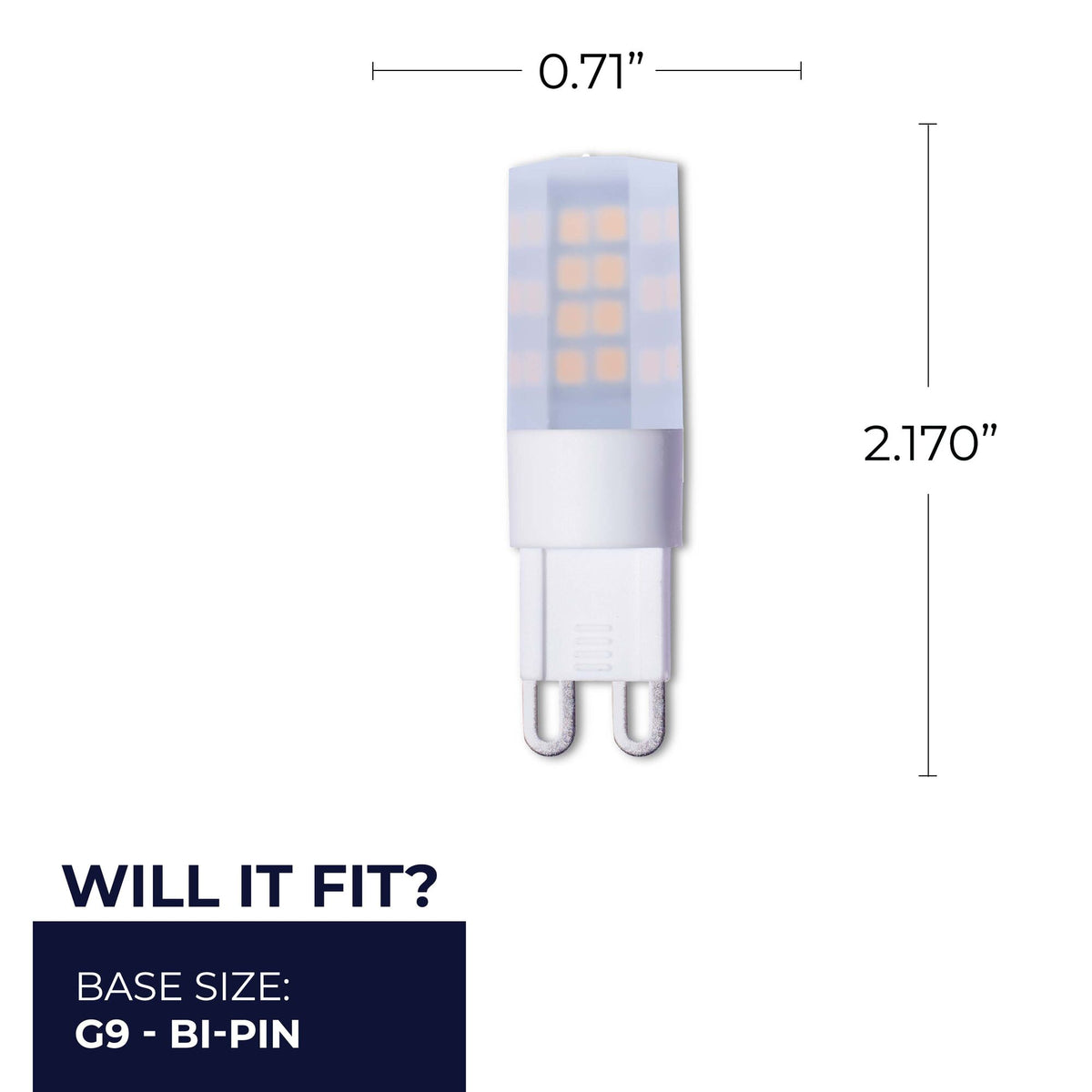 Bulbrite 4.5W Dimmable Frost Mini T4 Bi – Pin (G9) LED Bulb – 340 Lumens, 3000K, and 80 CRI, 2-Pack