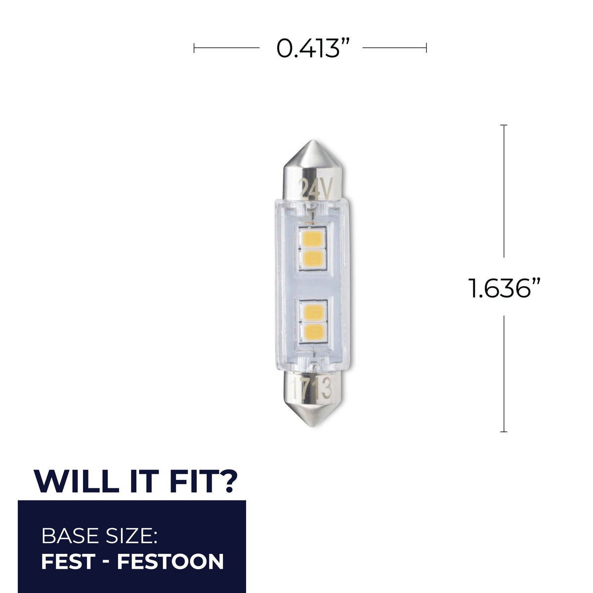 Bulbrite LED Mini T3 Non – Dimmable Festoon Base 24V Light Bulb 20W Equivalent 3000K, Clear 3-Pack, Soft White
