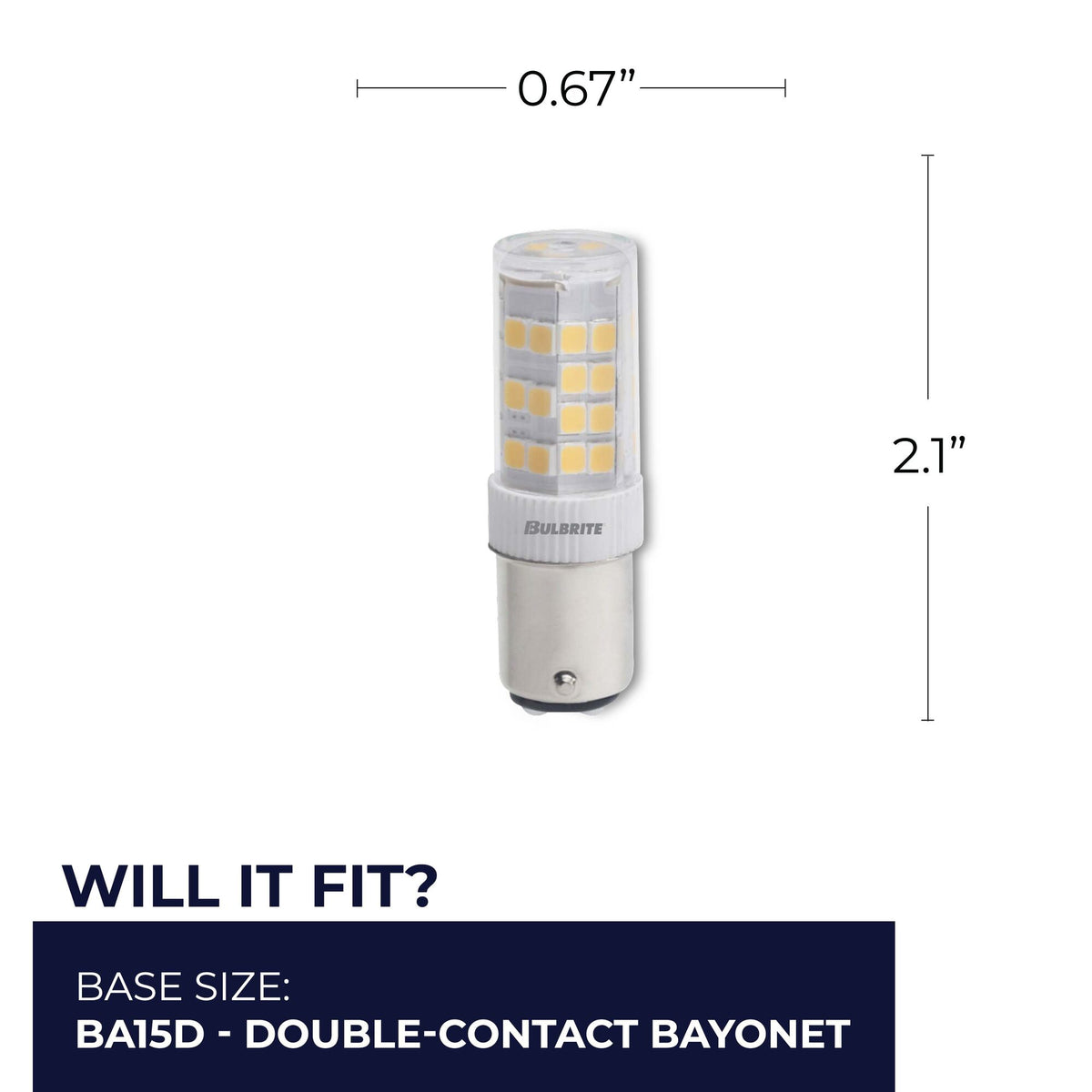 Bulbrite LED 4.5W Dimmable T5 Light Bulb with a Frost Finish and a Double – Contact Bayonet BA15d – 2700K Warm White Light 400 lumens, 3-Pack