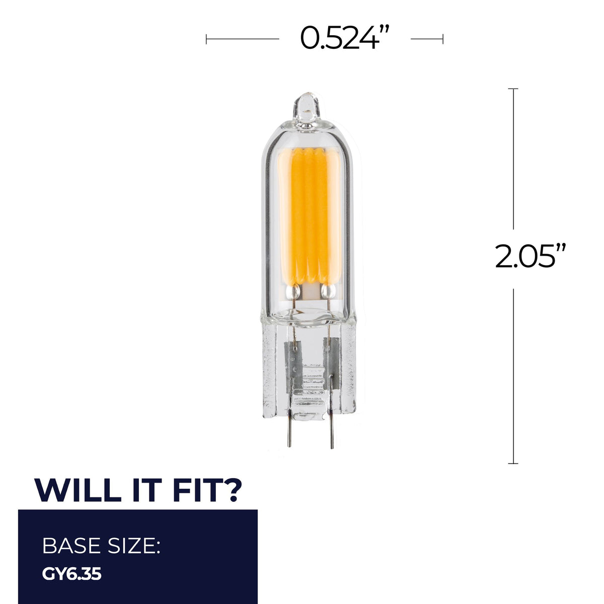 Bulbrite LED Filament 1.8W Dimmable T5 Light Bulb with Clear Glass Finish and (GY6.35) Base – 2700K Warm White Light, 140 Lumens, 4-Pack
