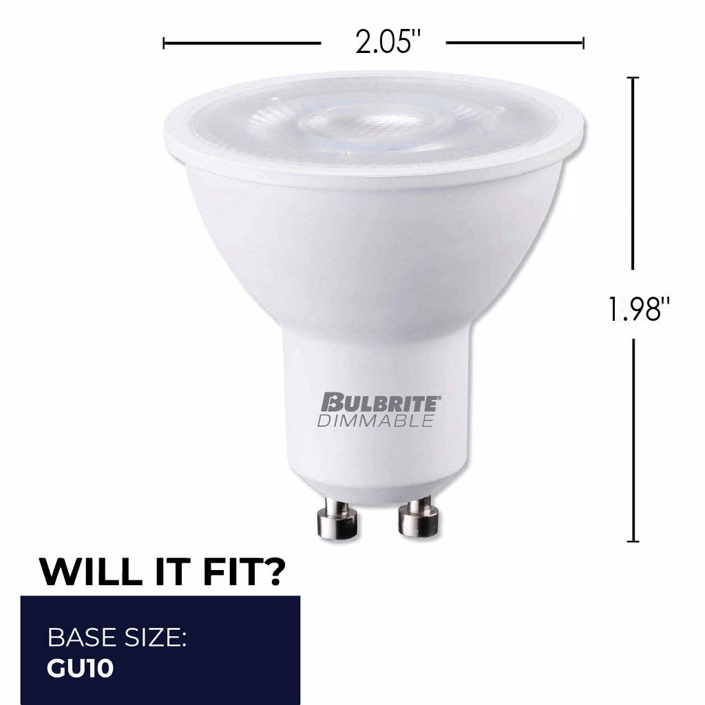 Bulbrite PAR16 LED Light Bulb, 6W, 50W Equivalent, 2700K, GU10 Base, White Finish, Dimmable, 4-Pack
