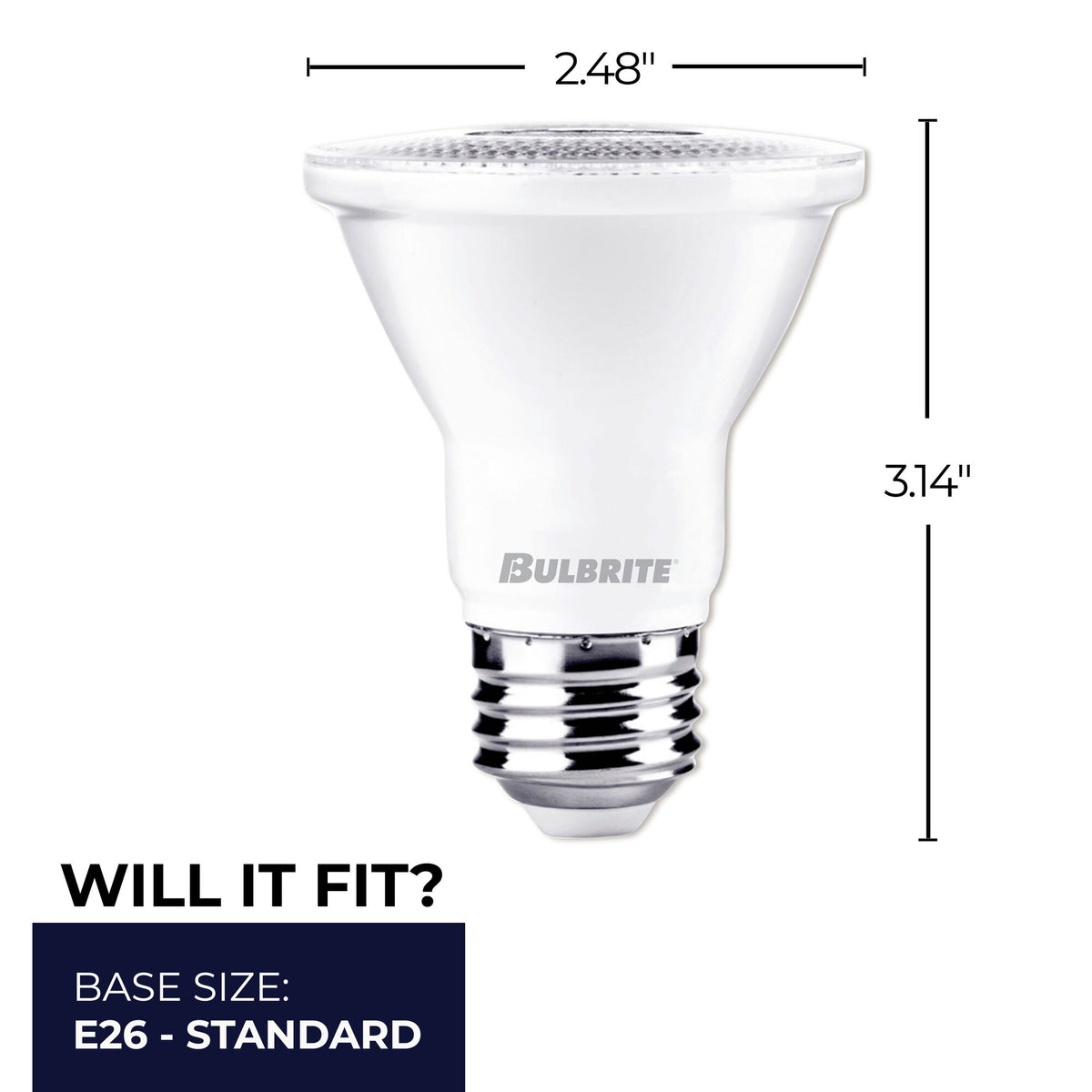 Bulbrite 7W Dimmable Flood PAR20 E26 Medium Base LED Light Bulb – 4000K Cool White Light, 500 Lumens, 4-Pack