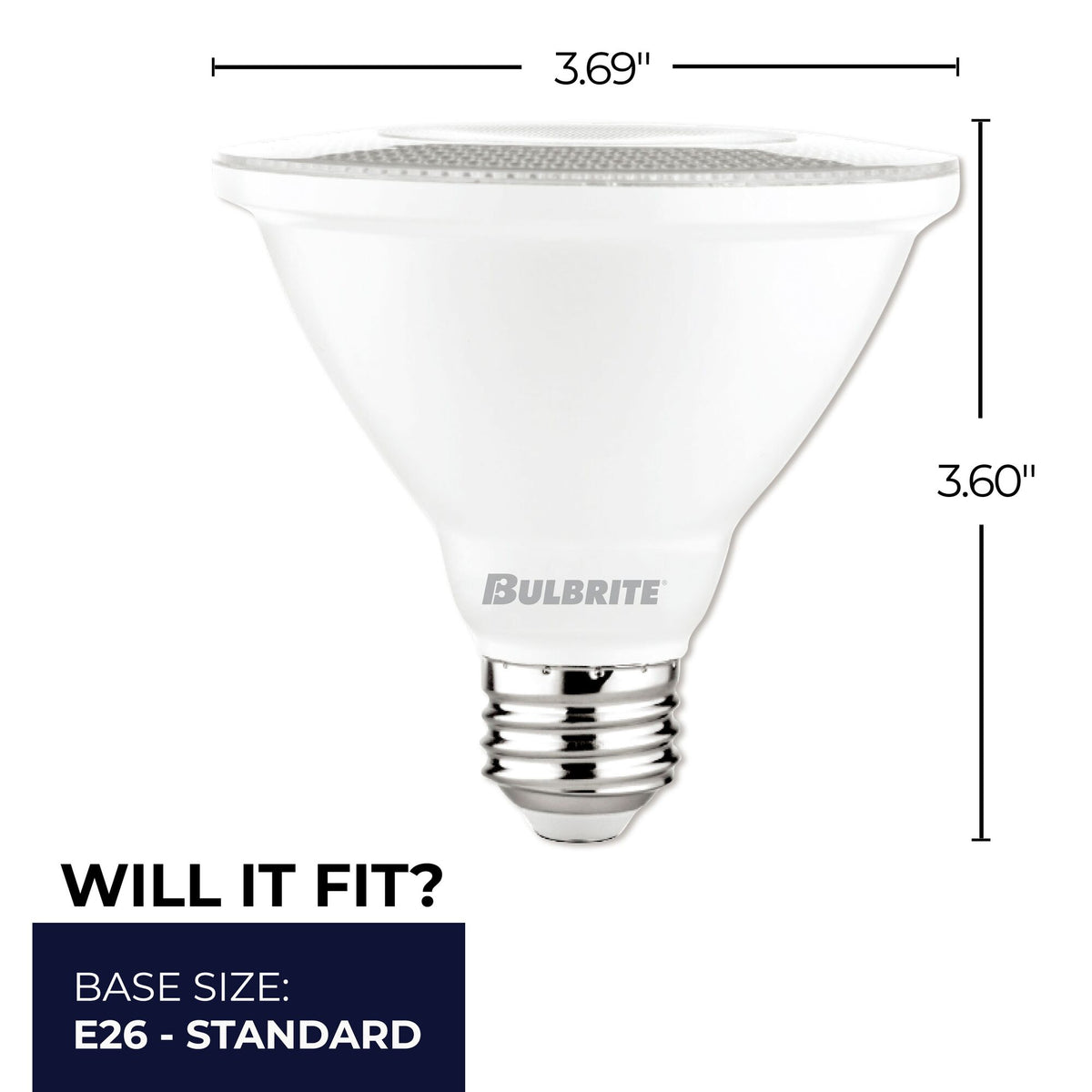 Bulbrite 10W Dimmable Flood PAR30 Short Neck E26 Medium Base LED Light Bulb – 3000K Soft White Light, 800 Lumens, 4-Pack
