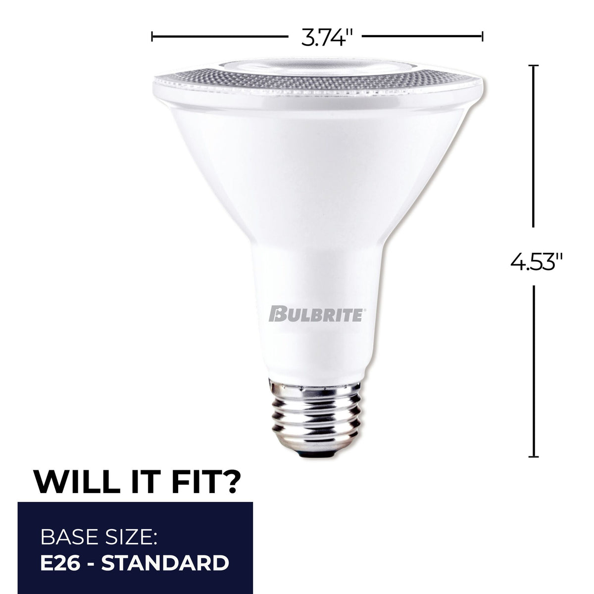 Bulbrite 10W Dimmable Flood PAR30 Long Neck E26 Medium Base LED Light Bulb – 4000K Cool White Light, 800 Lumens, 4-Pack