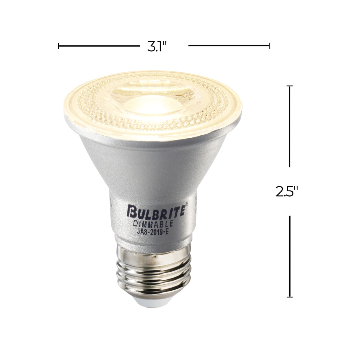 Bulbrite 6.5W Dimmable Flood PAR20 E26 Medium Base LED Bulb – 488 Lumens, 2700K, and 90 CRI, 6-Pack