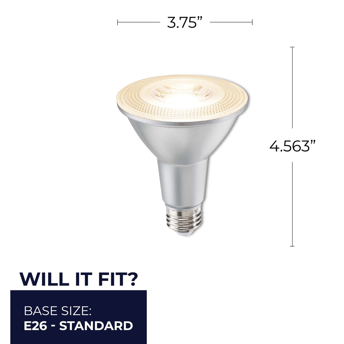 Bulbrite 10W Dimmable Flood PAR30LN E26 Medium Base LED Bulb – 800 Lumens, 2700K, and 90 CRI, 6-Pack