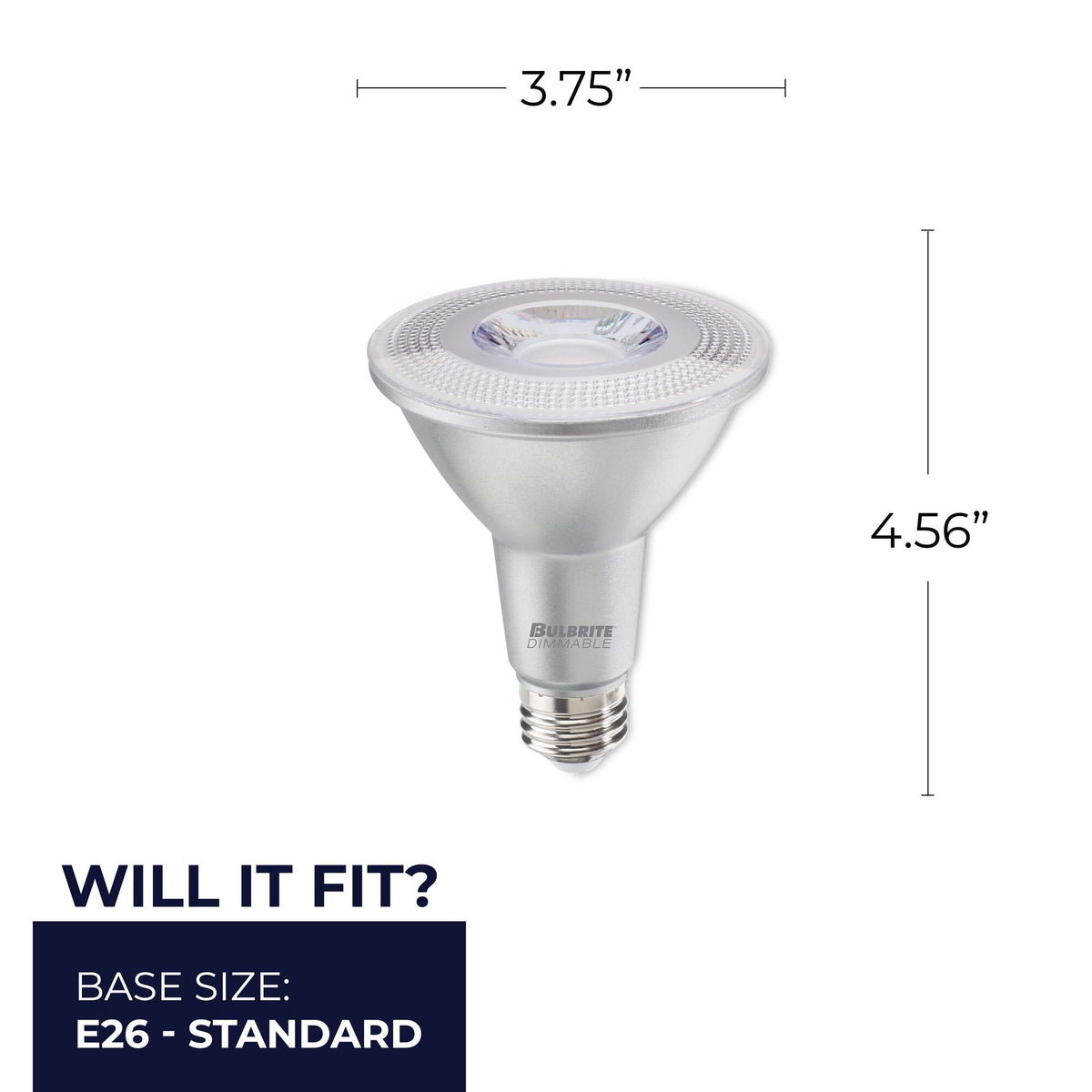 Bulbrite 10W Dimmable Flood PAR30LN E26 Medium Base LED Bulb – 800 Lumens, 3000K, and 90 CRI, 6-Pack