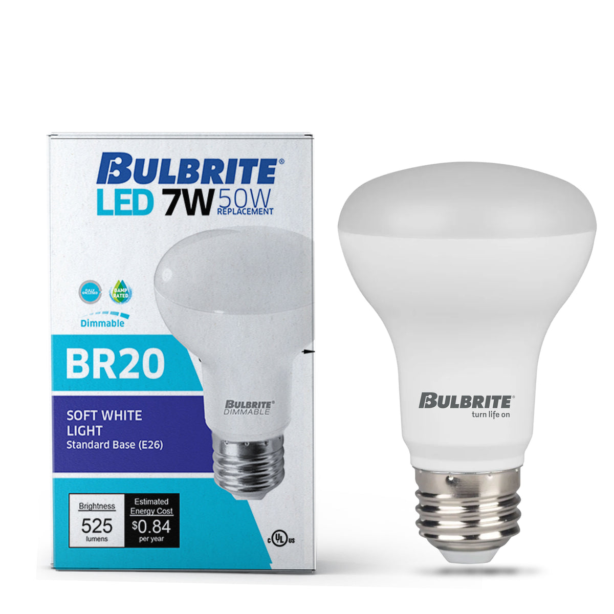 Bulbrite LED Filament 7W Dimmable BR20 Light Bulb with Frost Glass Finish and E26 Medium Base – 3000K Soft White Light, 525 Lumens, 4-Pack