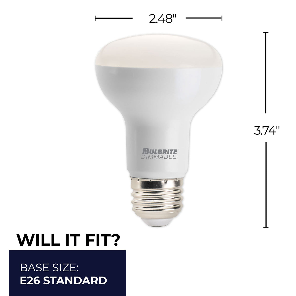 Bulbrite LED Filament 7.5W Dimmable R20 Light Bulbs with Frost Glass Finish and E26 Medium Base – 3000K Soft White Light, 525 Lumens, 4-Pack
