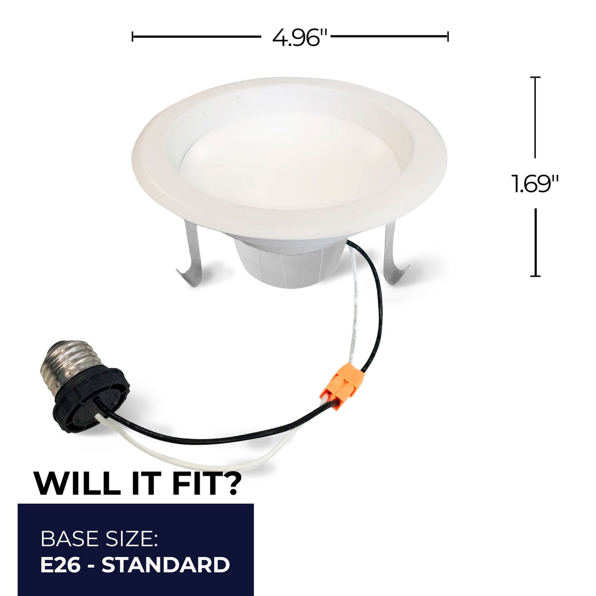 Bulbrite 12W 4" Integrated LED Recessed Downlight with E26 Quick Connect Adapter, 3000K Soft White Light, 1100 Lumens, 4-Pack