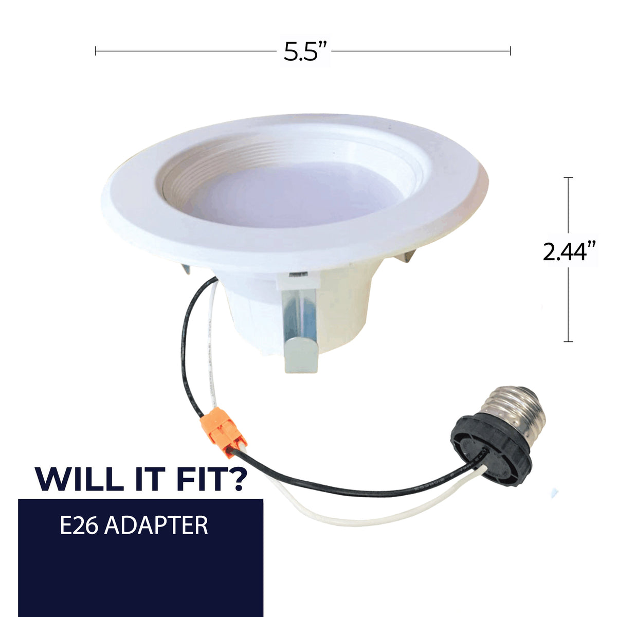 Bulbrite 4'' LED Retrofit Downlight, 9W, 65W Equivalent, 2700K, E26 Adapter Base, White Finish, Dimmable, 4-Pack