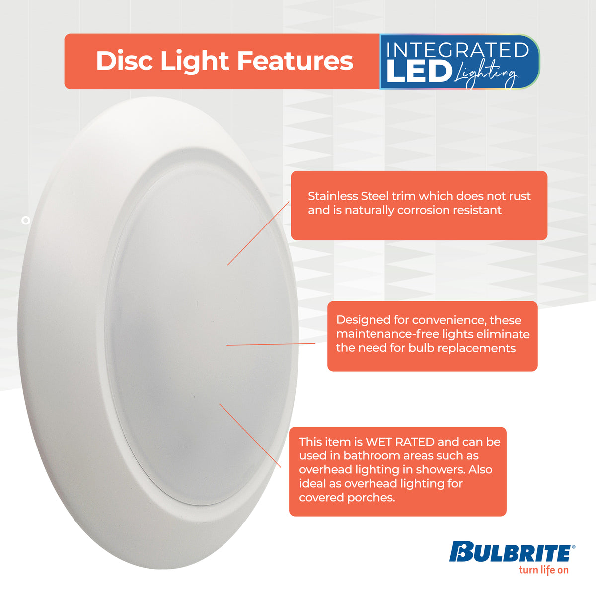 Bulbrite 25 – Watt LED 10" Disc, 5 CCT – 27/30/35/40/50K 2000 Lumens