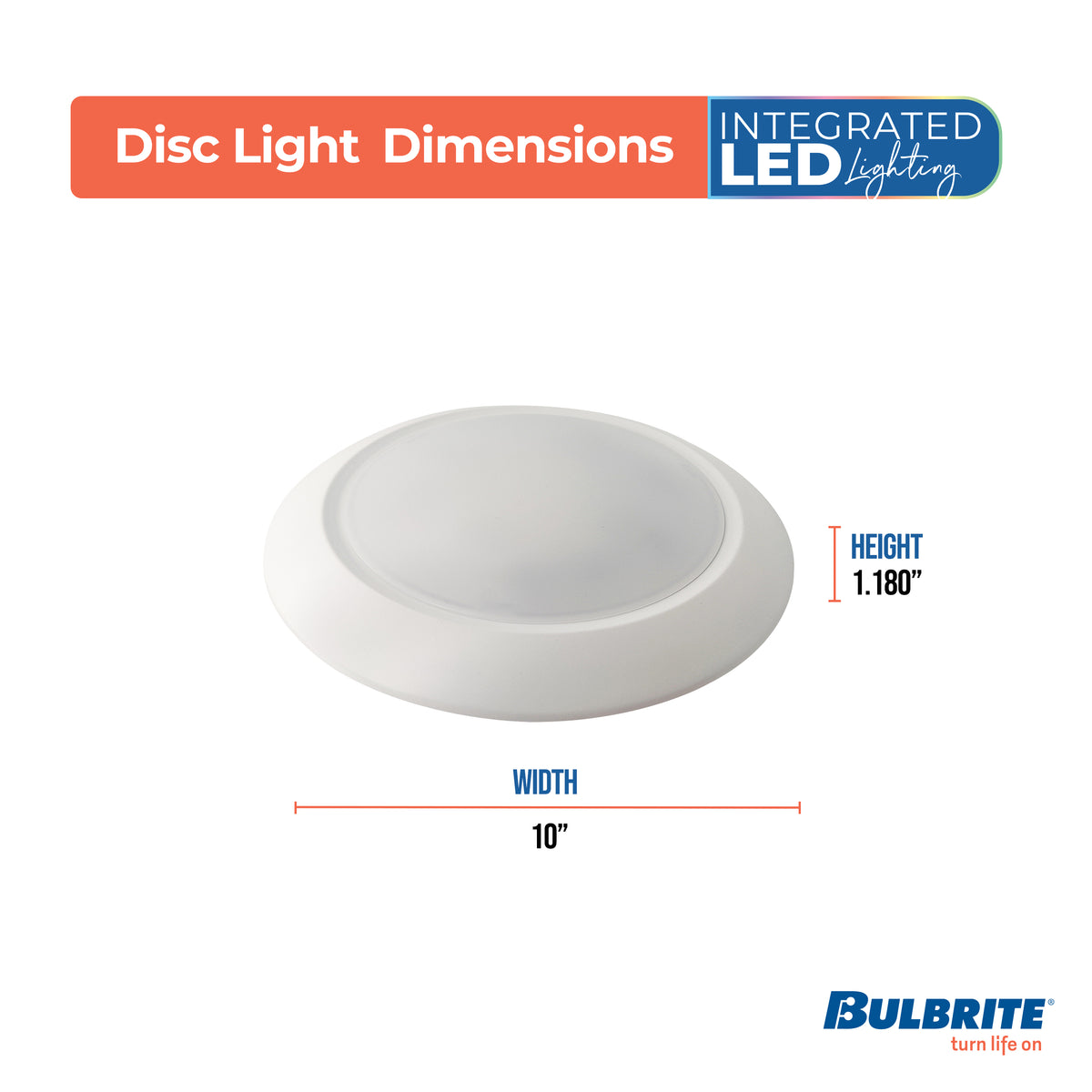 Bulbrite 25 – Watt LED 10" Disc, 5 CCT – 27/30/35/40/50K 2000 Lumens