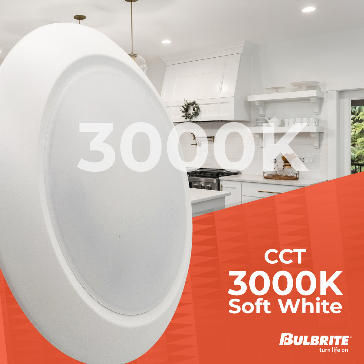 Bulbrite 25 – Watt LED 10" Disc, 3000K, 2000 Lumens, White Finish