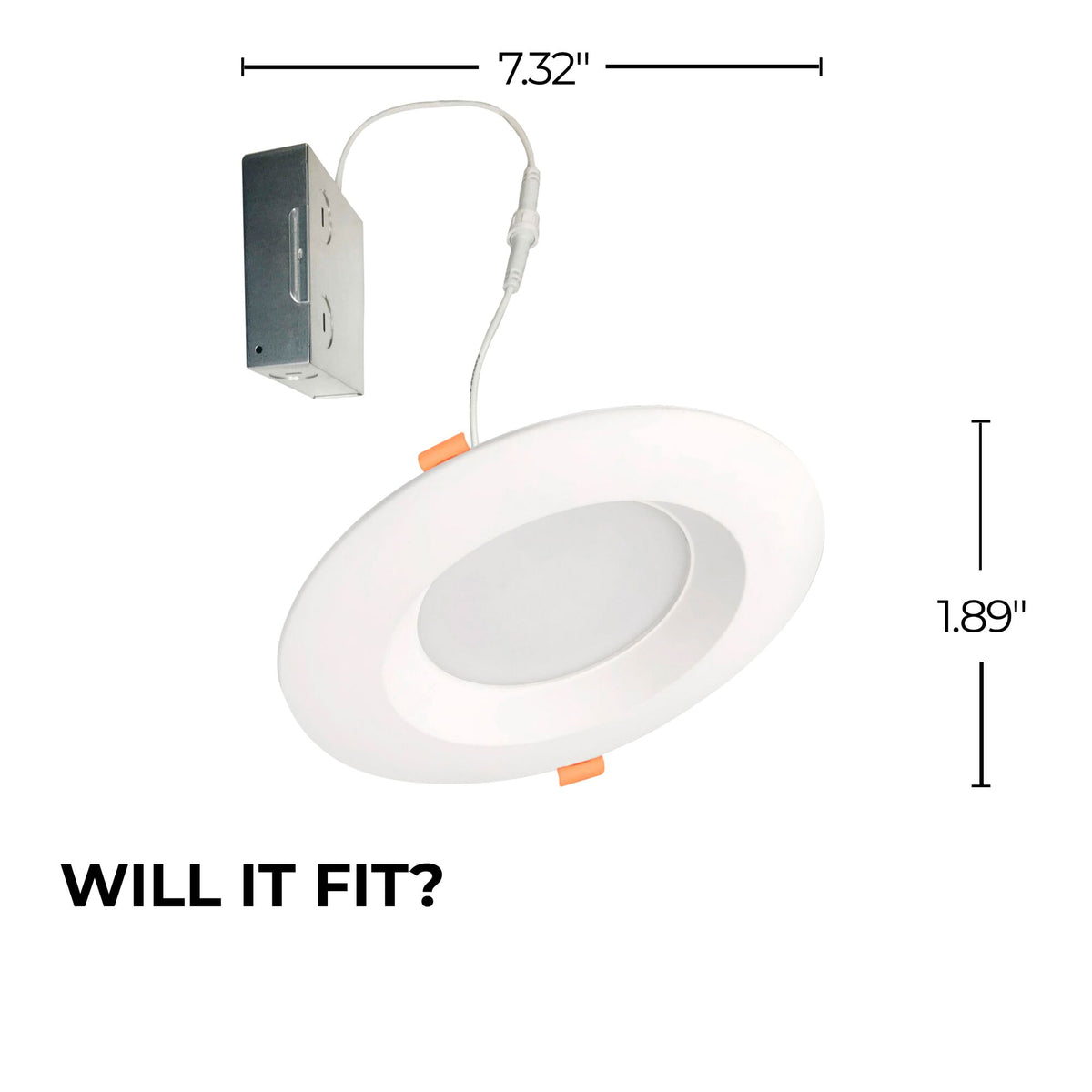 Bulbrite 14W LED 6" Round Recessed Downlight Fixture with Metal J – Box, 5CCT – 27/30/35/40/50K, 1100 Lumens, 4-Pack