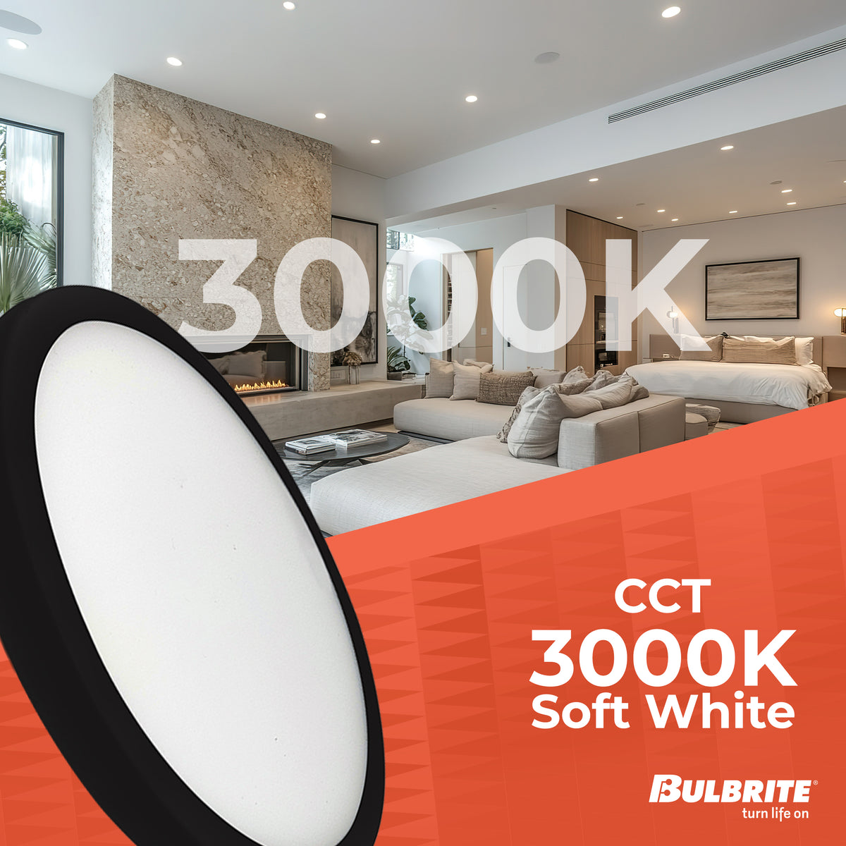 Bulbrite 7'' LED Flush Mount Light, 14W, 75W Equivalent, 3000K, E26 Adapter Base, Black Finish, Dimmable