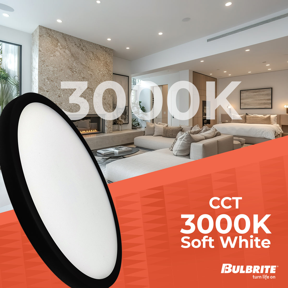 Bulbrite 9'' LED Flush Mount Light, 17W, 90W Equivalent, 3000K, E26 Adapter Base, Black Finish, Dimmable