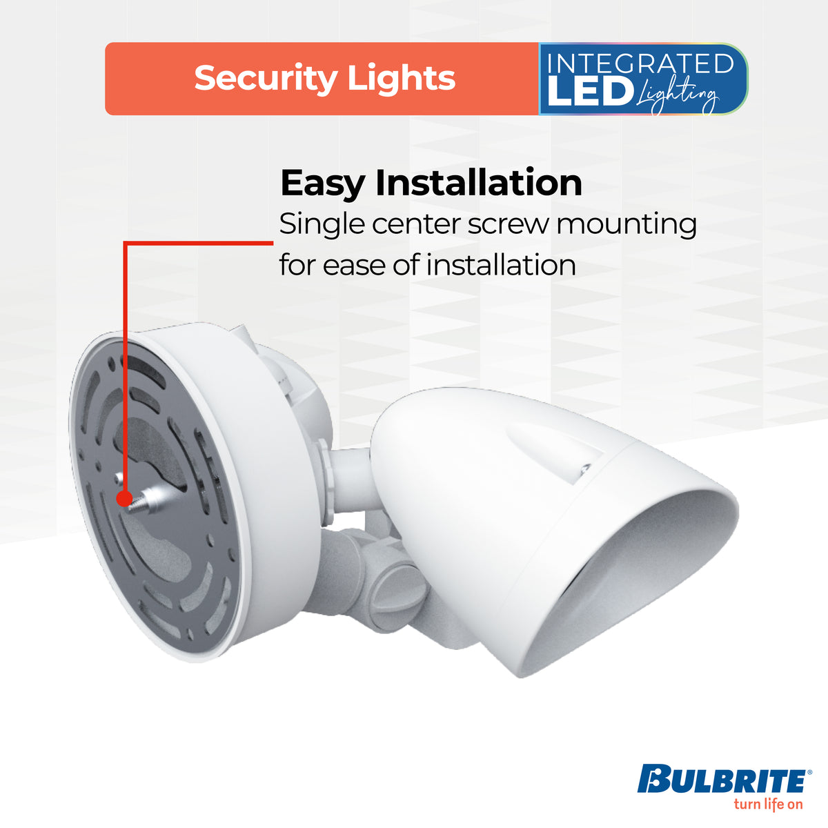 Bulbrite LED Security Flood Light, 24W, 120W Equivalent, 4000K, Hard Wired, White Finish