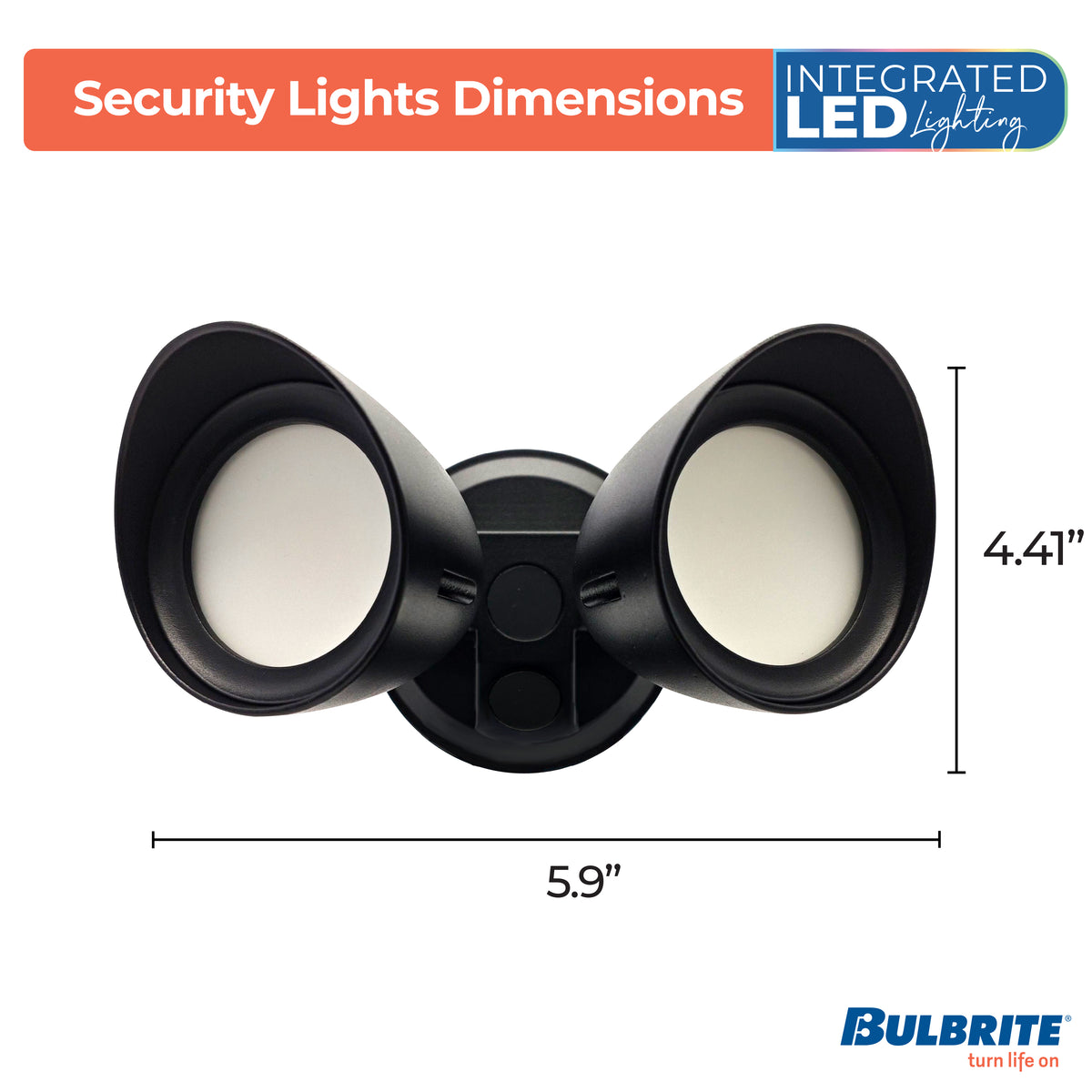 Bulbrite LED Security Flood Light, 24W, 120W Equivalent, 4000K, Hard Wired, Black Finish